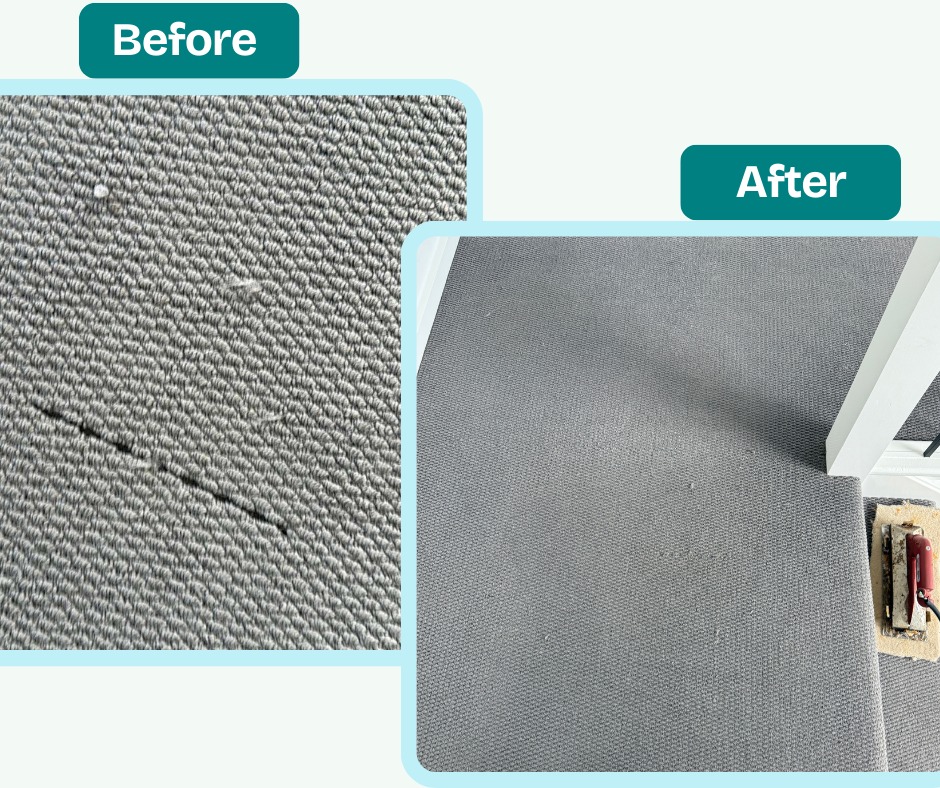 Before and After Carpet patch repair We Clean Services