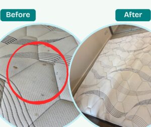 Mattress before and after we cleaned it