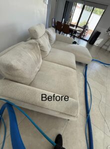 Large grey Couch before cleaning