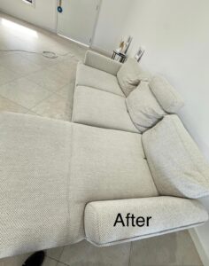 Large grey couch after cleaning