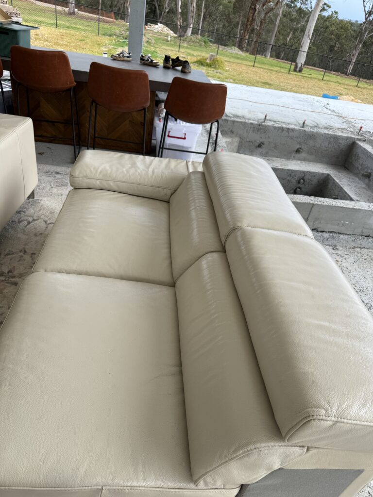 Sofa after steam cleaning.